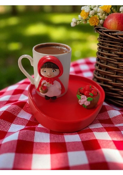 Kırmızı Başlıklı Kız & Kurt Temalı Ikili Kahve Fincan Takımı – El Yapımı 2'li Özel Tasarım Sunum Seti fiyatları