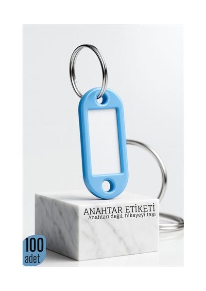 Etiketli 100'LÜ Anahtarlık Halkası – Isim Yazılabilir Metal Halka ile Şık Tasarım