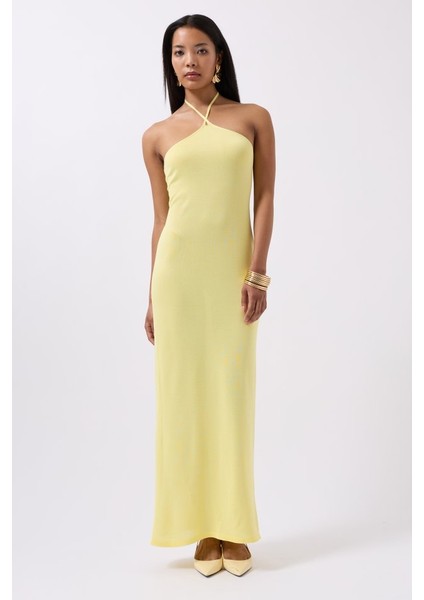 Çapraz Askılı Maxi Elbise