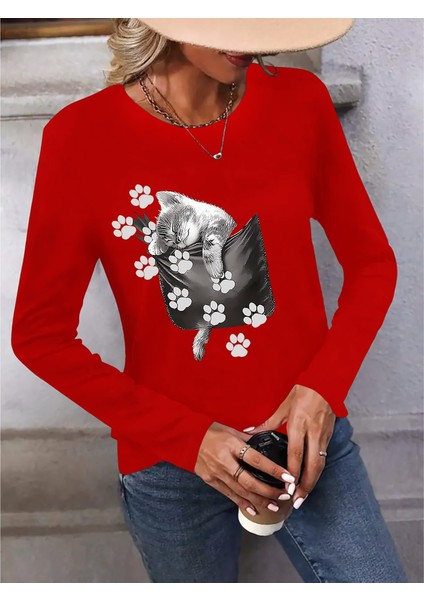 Kadın Uzun Kollu Bisiklet Yaka Desenli Viskon Bluz modelleri