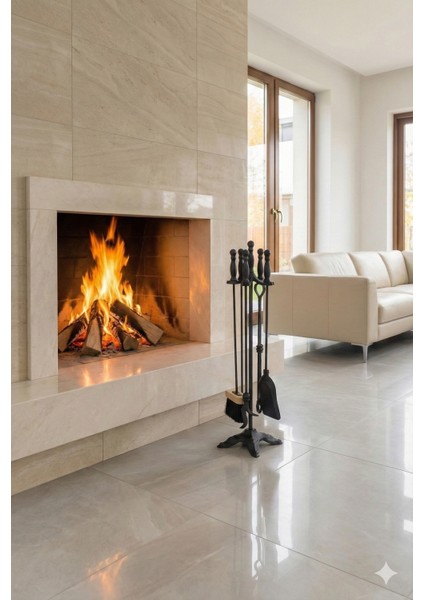 A-Kalite Şömine Döküm Maşa Kürek Takımı Seti Siyah fiyatları