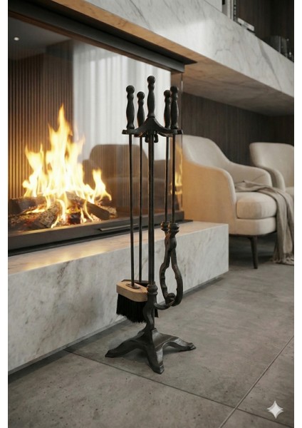 A-Kalite Şömine Döküm Maşa Kürek Takımı Seti Siyah modelleri