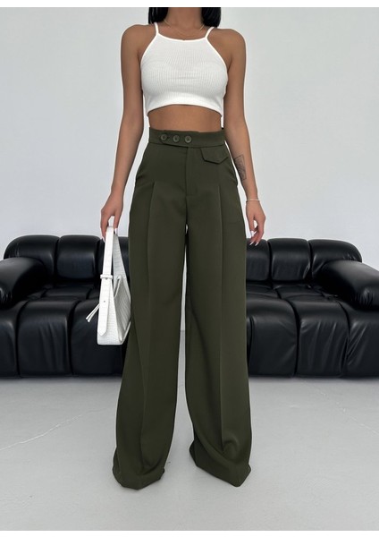 Üç Düğme Detayli Palazzo Pantolon modelleri