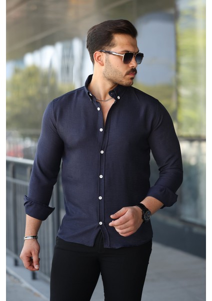 Erkek Uzun Kollu Regular Sofya Keten Gömlek