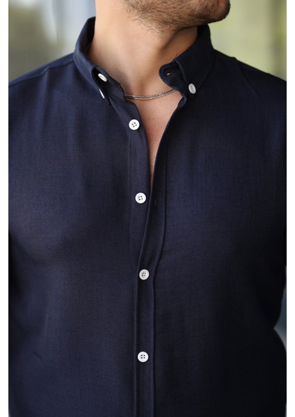 Erkek Uzun Kollu Regular Sofya Keten Gömlek modelleri