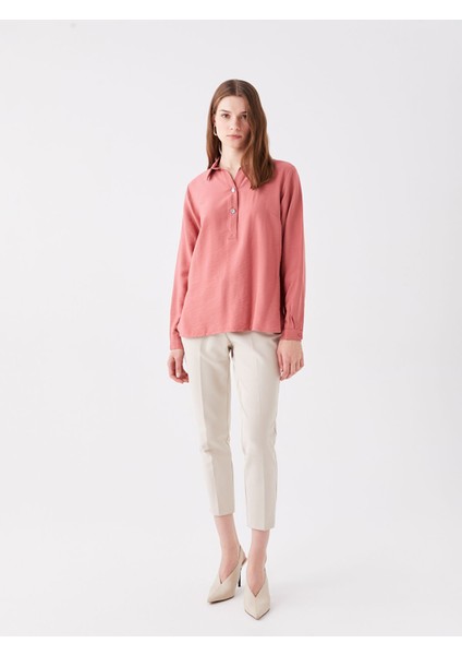 Yeni Sezon Gömlek Yaka Düz Uzun Kollu Kadın Bluz modelleri