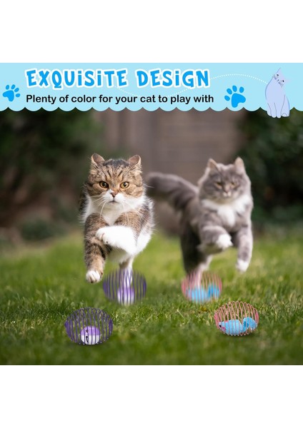 Kedi Oyuncağı Spiral Tel Top & Içinde Peluş Fare – Hareketli Zıplayan Kedi Topu, Avcılık Içgüdüsünü Geliştirir, Dayanıklı Metal Yay Top, Kediler Için Etkileşimli Eğlence Oyuncağı