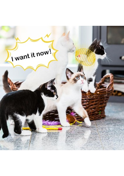 Kedi Oyuncağı Spiral Tel Top & Içinde Peluş Fare – Hareketli Zıplayan Kedi Topu, Avcılık Içgüdüsünü Geliştirir, Dayanıklı Metal Yay Top, Kediler Için Etkileşimli Eğlence Oyuncağı