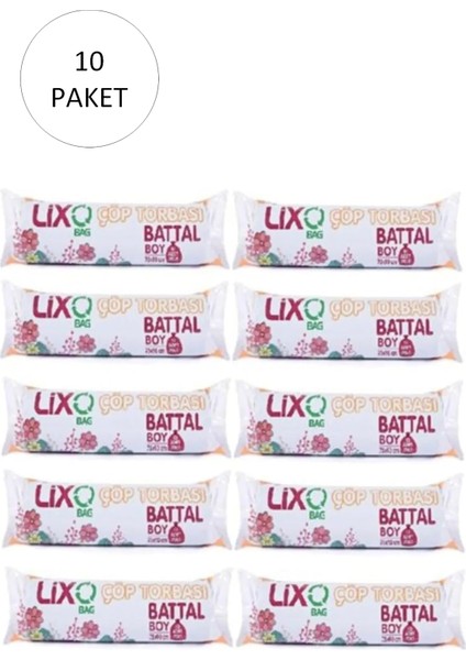Battal Boy Çöp Torbası 75 x 90 cm 10 Lu Rulo x 10 Paket = 100 Adet (Mavi)