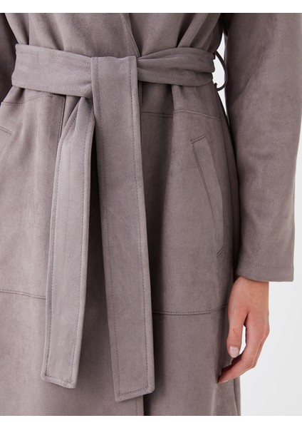 Yeni Sezon Ceket Yaka Düz Uzun Kollu Süet Kadın Trençkot fırsatları