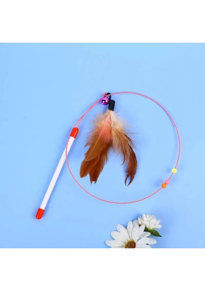 Çanlı ve Tüylü Esnek Kedi Oltası 90 cm – Zilli Dayanıklı, Enerji Atma ve Kedi Egzersiz Oyuncağı, Ucu Tüylü Yavru Kedi Aktivite Oyuncağı