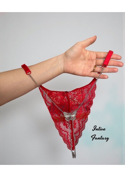 Intive Fantasy Arkası Kelebekli Çift Zincirli Önü Dantelli Ayarlanabilir G-String fiyatları