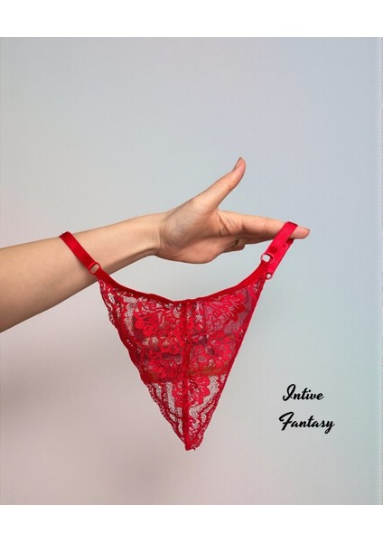 Intive Fantasy Arkası Kelebekli Çift Zincirli Önü Dantelli Ayarlanabilir G-String modelleri