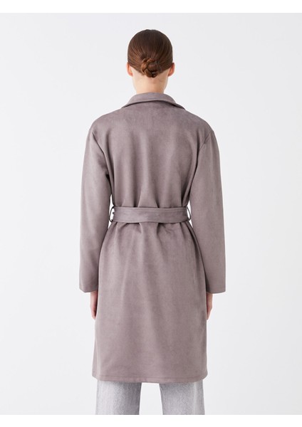 Yeni Sezon Ceket Yaka Düz Uzun Kollu Süet Kadın Trençkot indirimleri