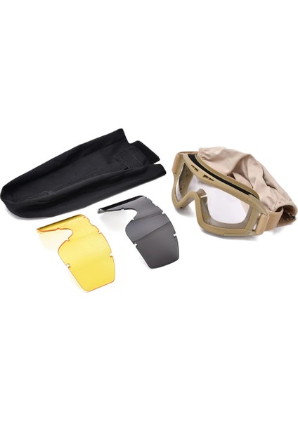 Taktikal Gözlük 3 Lensli Koruyucu Maske / Tactical Gözlük / Airsoft ve Motosiklet Gözlüğü fiyatları