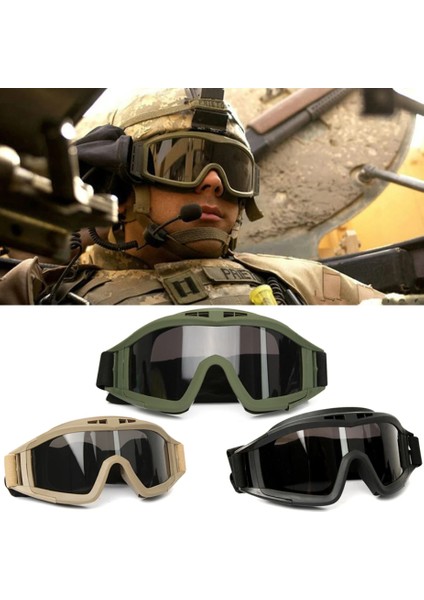 Taktikal Gözlük 3 Lensli Koruyucu Maske / Tactical Gözlük / Airsoft ve Motosiklet Gözlüğü