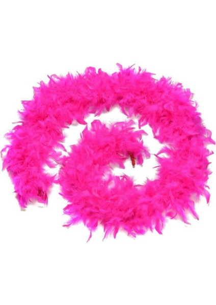Fuşya Renk Kabarık Tüylü Otriş Boa Gerçek Tüy Dekorasyon 180 cm indirimleri