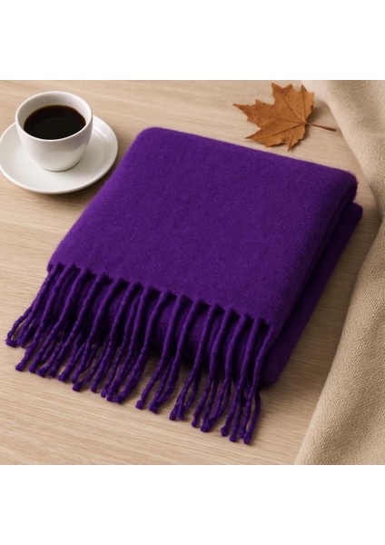 Yumuşak Dokulu Mor Kadın Şal Atkı