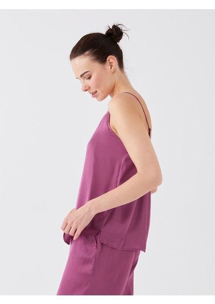 Yeni Sezon V Yaka Düz Askılı Saten Kadın Pijama Takımı modelleri