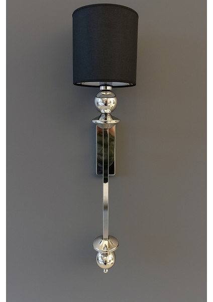 Nereid Krom Renk Aplik Siyah Kumaş Başlık Şık Elektrikli Duvar Apliği