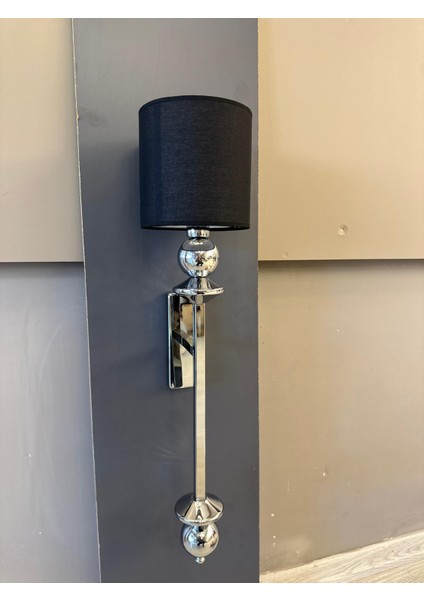 Nereid Krom Renk Aplik Siyah Kumaş Başlık Şık Elektrikli Duvar Apliği fiyatları