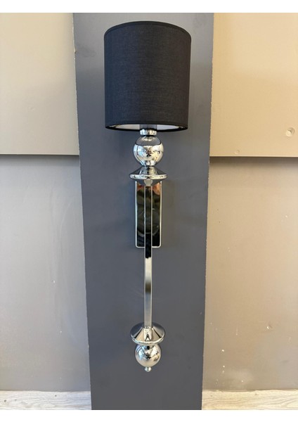 Nereid Krom Renk Aplik Siyah Kumaş Başlık Şık Elektrikli Duvar Apliği modelleri