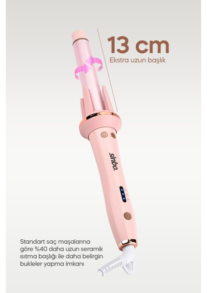 Otomatik Saç Maşası, Kalın Su Dalgası, 25MM, Extra Uzun Başlık