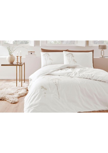 Elisa Çift Kişilik Nakışlı Saten Nevresim Takımı Bej fırsatları