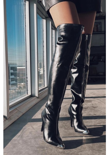 Lovren Mat Deri Fermuar Detaylı Çizme Siyah fiyatları