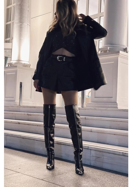 Lovren Mat Deri Fermuar Detaylı Çizme Siyah indirimleri