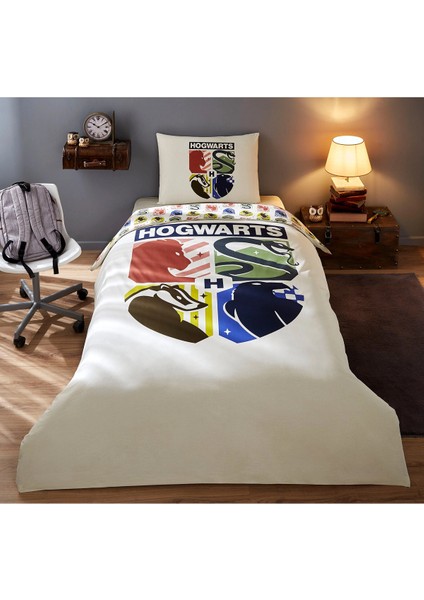 Harry Potter Hogwarts Tek Kişilik Lisanslı Lastikli Çocuk Nevresim Takımı fırsatları