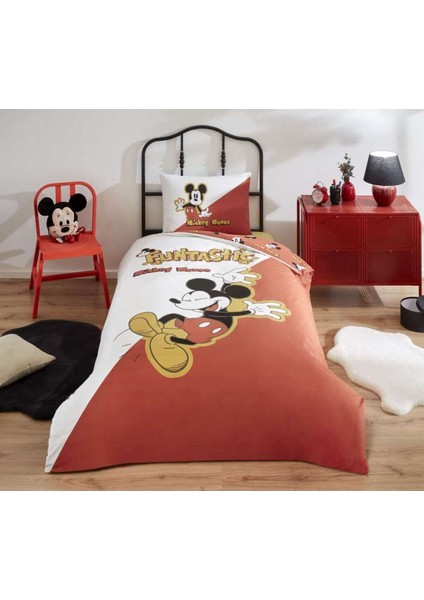 Dsny Nevresim Takımı Ranforce Tek Kişilik Kırmızı Mickey Funtastic