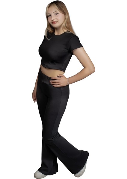 Belmira Spor/Günlük Crop Üst & Geniş Paça Tayt Takım fırsatları