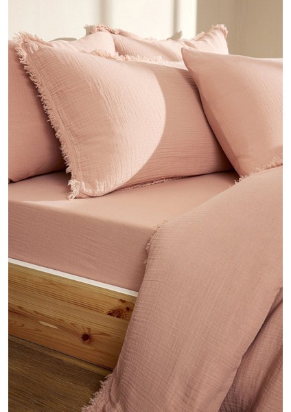 Sofia Battal Boy Lastikli Fitted Çarşaf Müslin Nevresim Takımı Pudra fiyatları