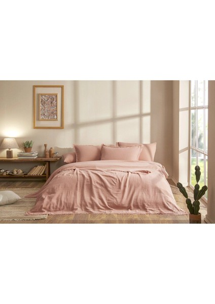 Sofia Battal Boy Lastikli Fitted Çarşaf Müslin Nevresim Takımı Pudra fırsatları