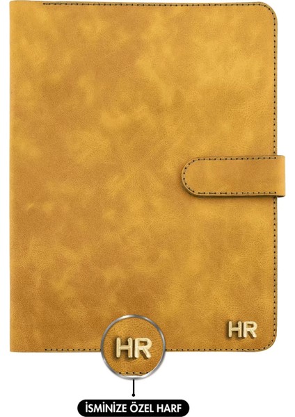 Isme Özel Çıtçıtlı Fonksiyonlu Macbook Organizer - %100 Rainbow Deri - ET02001 - Hardal Sarısı fiyatları