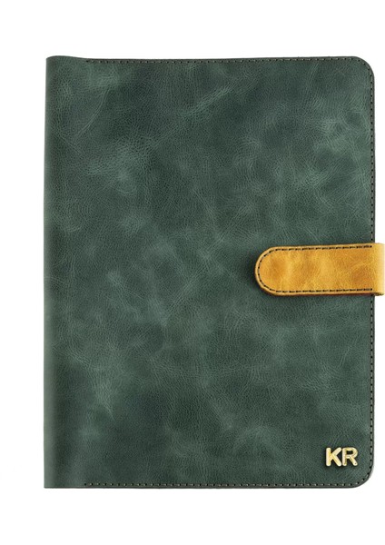 Isme Özel Çıtçıtlı Fonksiyonlu Macbook Organizer - %100 Rainbow Deri - ET02001 - Yeşil - Kırmızı modelleri