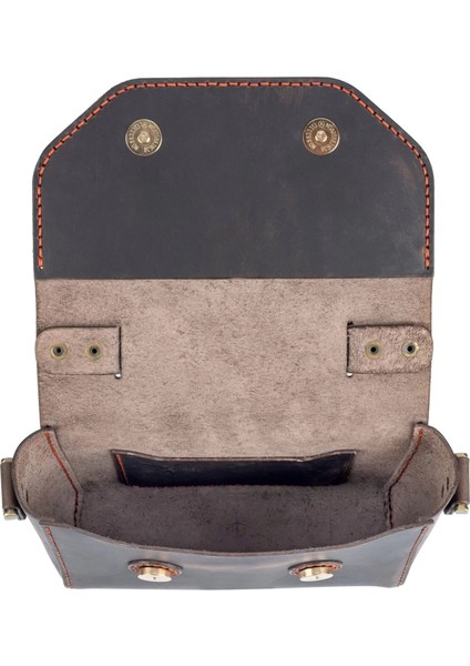 Isme Özel Çıtçıtlı Küçük Boy Zincirli El Omuz Çantası - %100 Crazy Deri - AC14003 - Kahverengi fırsatları