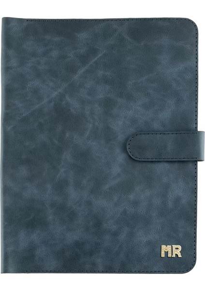 Isme Özel Çıtçıtlı Fonksiyonlu Macbook Organizer - %100 Rainbow Deri - ET02001 - Lacivert fırsatları