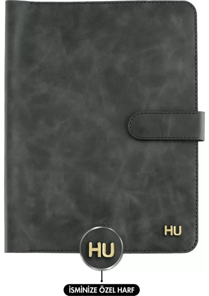 Isme Özel Çıtçıtlı Fonksiyonlu Macbook Organizer - %100 Rainbow Deri - ET02001 - Antrasit fiyatları