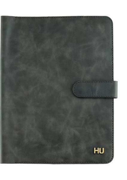 Isme Özel Çıtçıtlı Fonksiyonlu Macbook Organizer - %100 Rainbow Deri - ET02001 - Antrasit modelleri