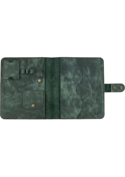 Isme Özel Çıtçıtlı Fonksiyonlu iPad Organizer - %100 Rainbow Deri - ET01002 - Haki