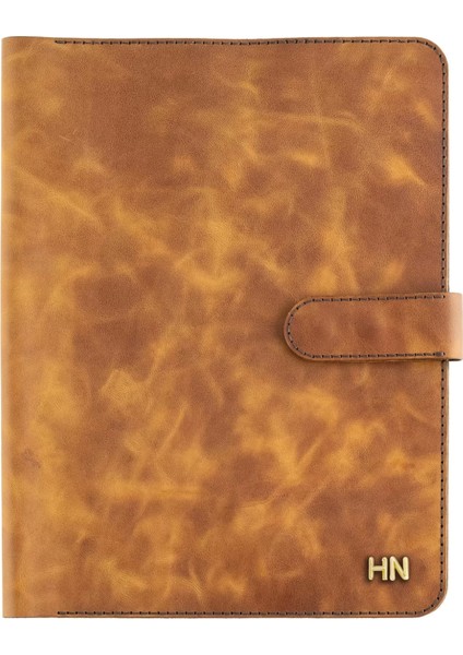 Isme Özel Çıtçıtlı Fonksiyonlu iPad Organizer - %100 Rainbow Deri - ET01002 - Camel modelleri