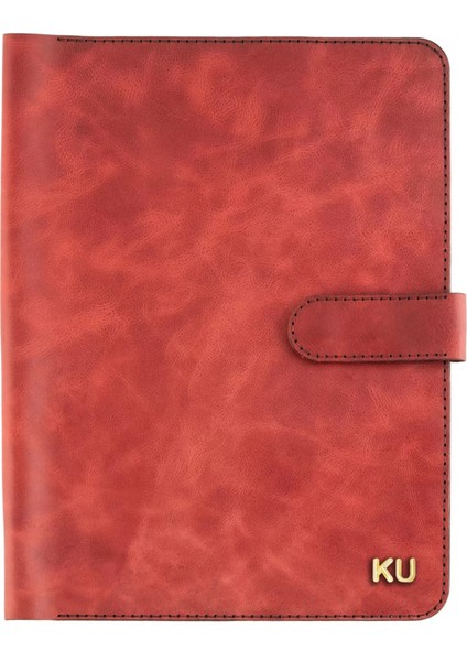 Isme Özel Çıtçıtlı Fonksiyonlu iPad Organizer - %100 Rainbow Deri - ET01002 - Kırmızı modelleri