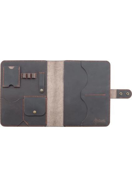 Isme Özel Çıtçıtlı Fonksiyonlu iPad Organizer - 10,9" (Inç) - %100 Crazy Deri - ET01004 - Kahverengi modelleri