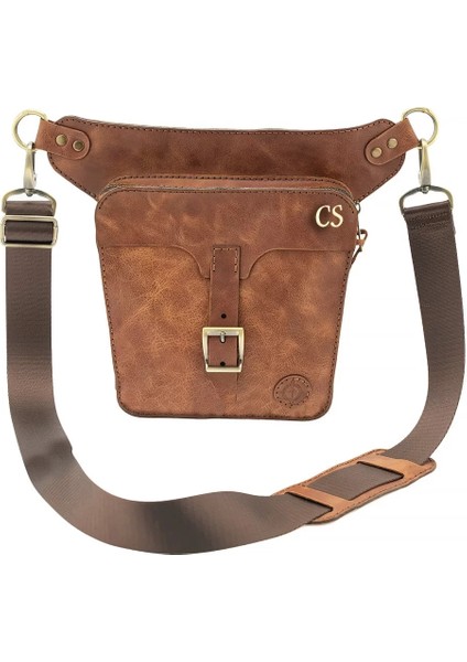 Isme Özel All In One Bel ve Bacak Çantası - %100 Deri - AC15001 - Kahverengi modelleri