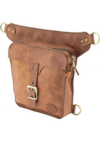 Isme Özel All In One Bel ve Bacak Çantası - %100 Deri - AC15001 - Kahverengi