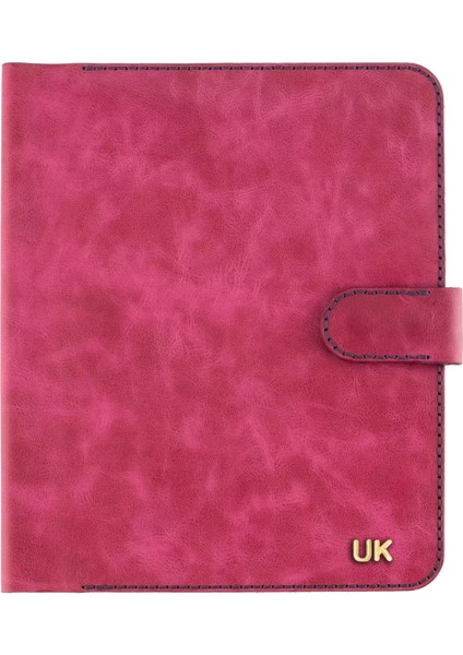 Isme Özel Çıtçıtlı Fonksiyonlu iPad Organizer - %100 Rainbow Deri - ET01002 - Fuşya modelleri