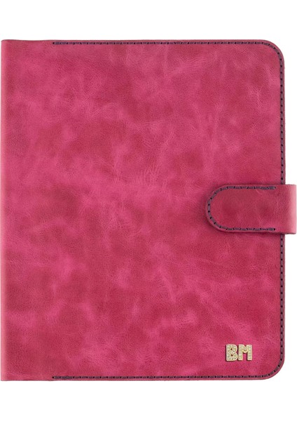 Isme Özel Çıtçıtlı Fonksiyonlu iPad Organizer - %100 Rainbow Deri - ET01002 - Fuşya fırsatları