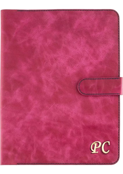 Isme Özel Çıtçıtlı Fonksiyonlu iPad Organizer - %100 Rainbow Deri - ET01002 - Fuşya indirimleri